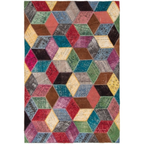 eCarpetGallery Hand-knotted Color Transition Patch Multi Wool Rug - 6'3 x 9'8
