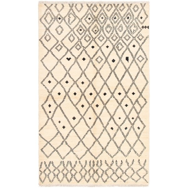 ECARPETGALLERY Hand-knotted Tangier Cream Wool Rug - 4'10 x 8'3