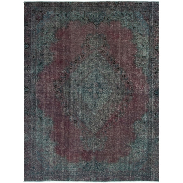 ECARPETGALLERY Hand-knotted Color Transition Burgundy, Green Wool Rug - 8'6 x 11'5