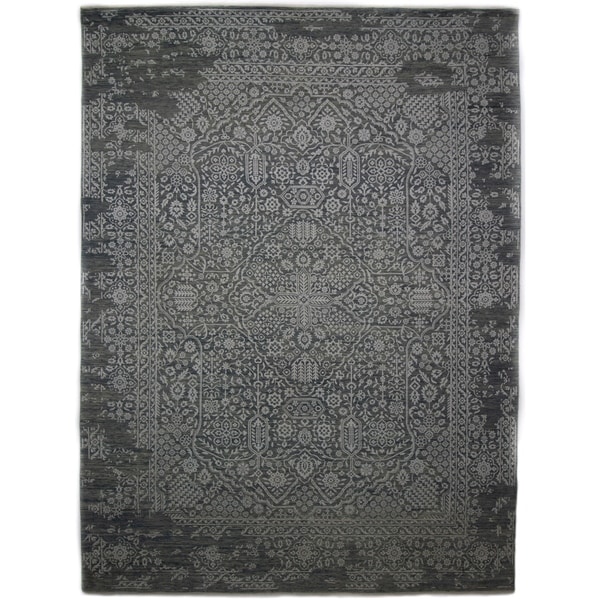 Contemporary Transitional One-of-a-Kind Hand-Knotted Area Rug - 9 x 12