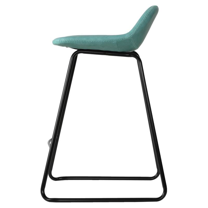 Cortesi Home Ava Counterstools in Aqua Blue Faux Leather (Set of 2) - 24" Seat