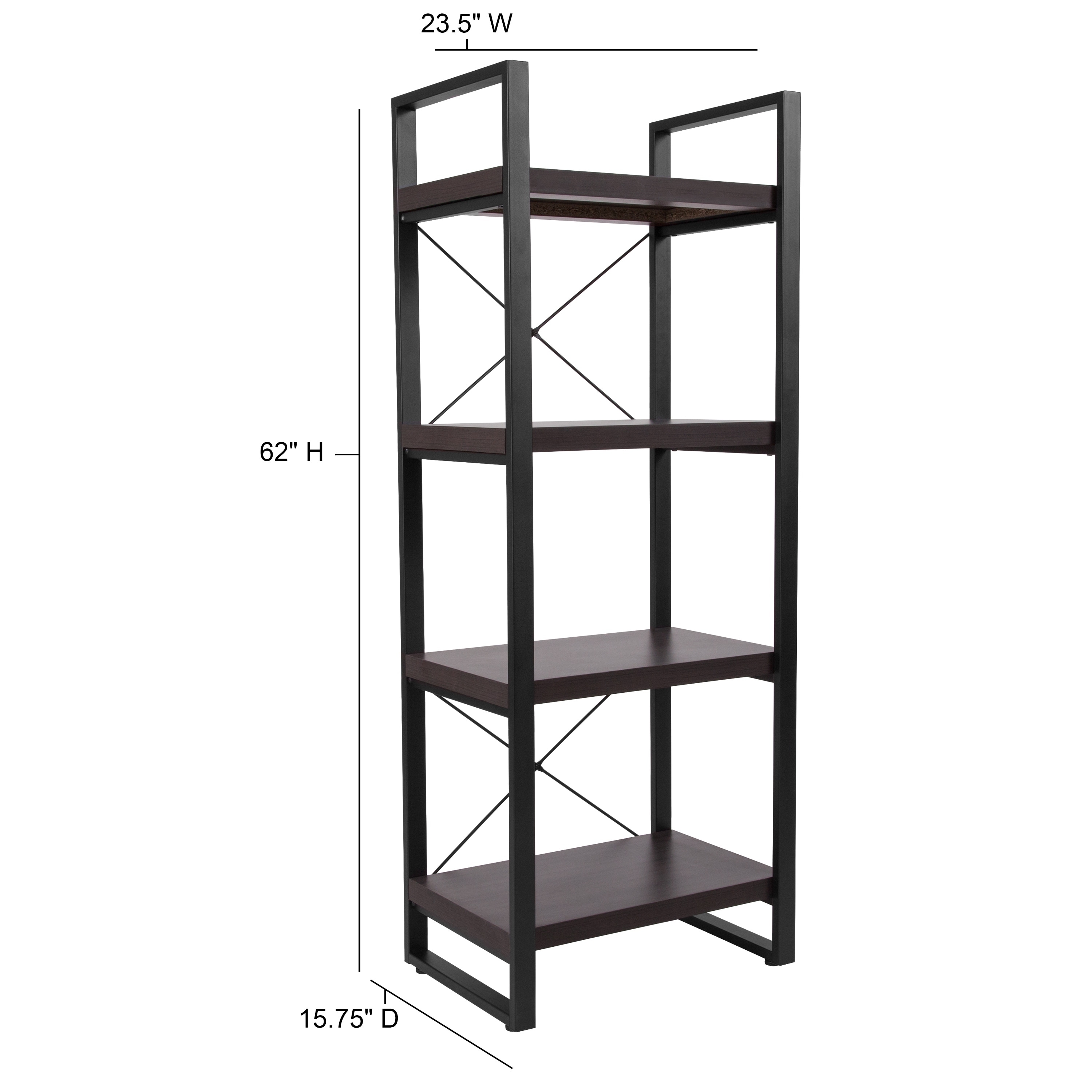 Shop 4 Shelf 62 H Etagere Bookcase In Charcoal Wood Grain Finish