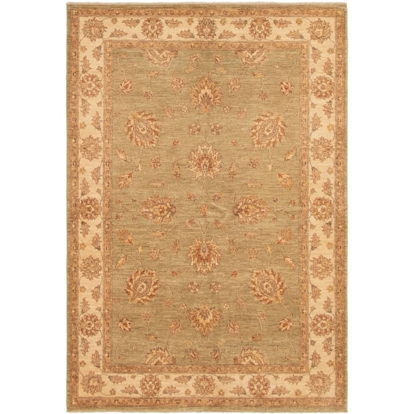 ECARPETGALLERY Hand-knotted Peshawar Finest Light Green Wool Rug - 5'8 x 8'2
