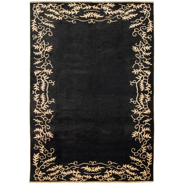 eCarpetGallery Hand-knotted Finest Ziegler Chobi Black Wool Rug - 6'10 x 10'0