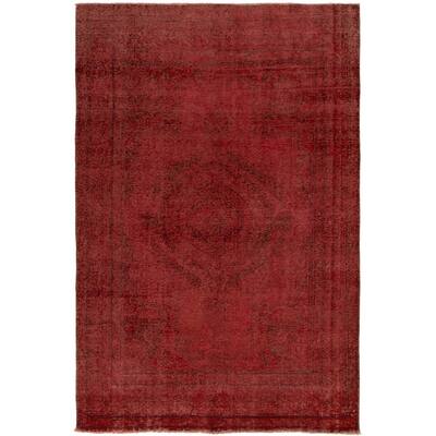 Hand-knotted Color Transition Red Wool Rug - 6'9 x 10'0