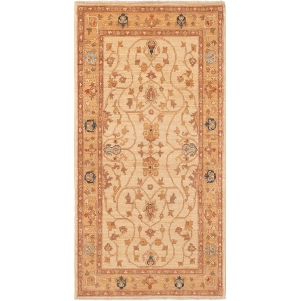 ECARPETGALLERY Hand-knotted Peshawar Finest Ivory Wool Rug - 3'5 x 6'10