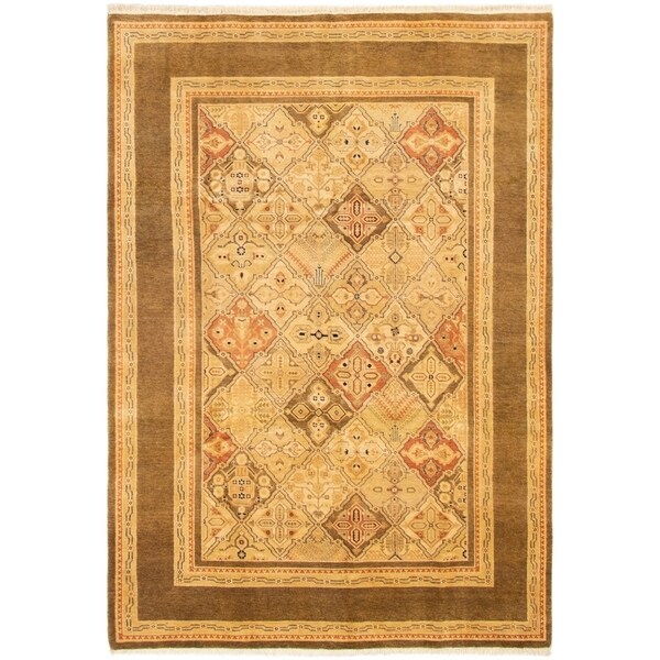 ECARPETGALLERY Hand-knotted Peshawar Oushak Light Khaki Wool Rug - 6'0 x 8'10