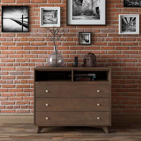 Novogratz Otis Mid Century Modern Dark Walnut 3 Drawer Chest By 1