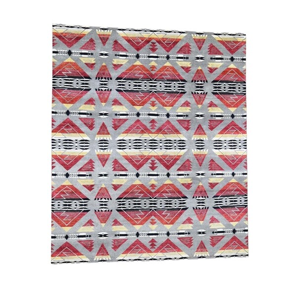Shahbanu Rugs Gray Hand-Knotted Southwestern Design Pure Wool Oriental Rug (8'1" x 9'8") - 8'1" x 9'8"