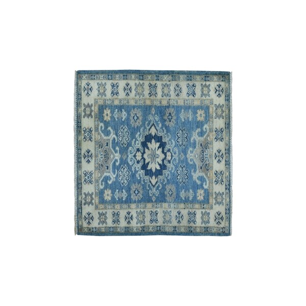 Shahbanu Rugs Hand-Knotted Pure Wool Vintage Look Kazak Oriental Rug (2'1" x 3'0") - 2'1" x 3'0"