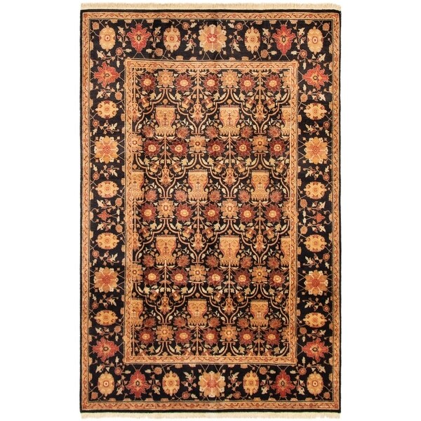 ECARPETGALLERY Hand-knotted Peshawar Oushak Black, Dark Red Wool Rug - 6'0 x 9'2