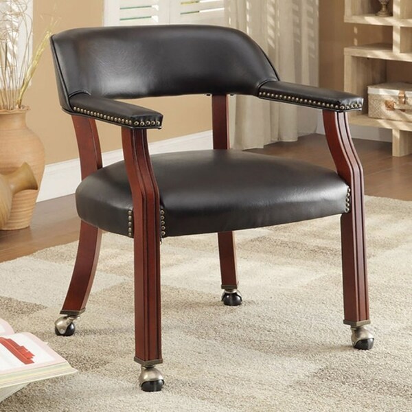 Classic Black Office Guest Reception Chair with Wheel Casters ...
