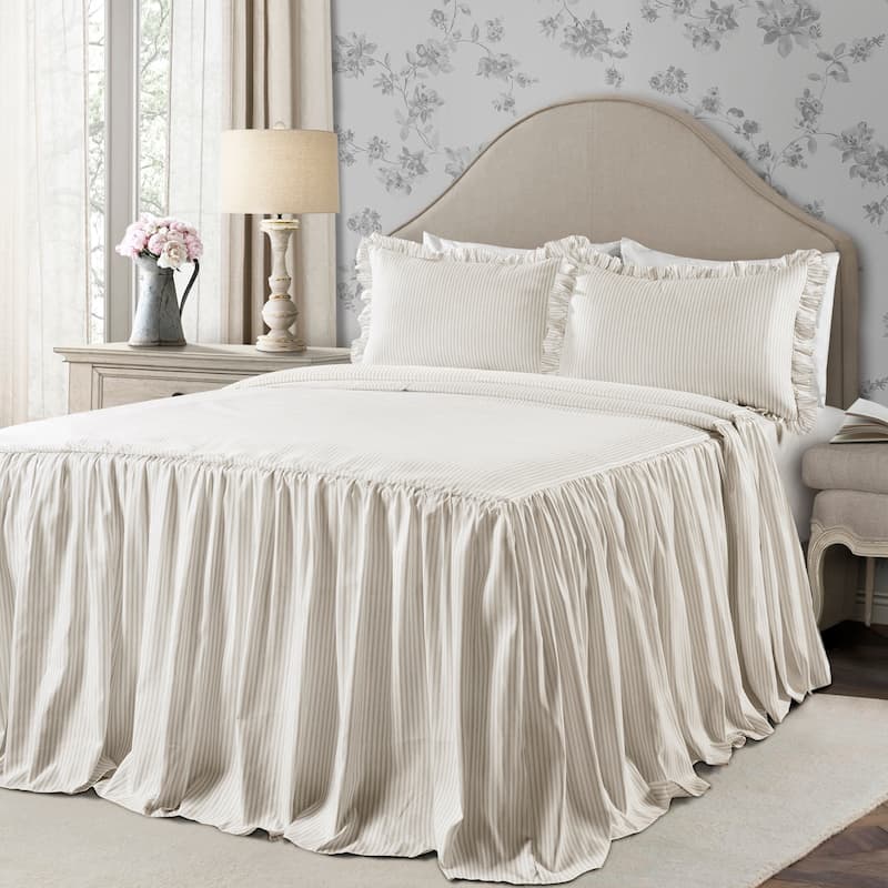 The Gray Barn Lazy Acres Ticking Stripe Bedspread Set - Wheat - King
