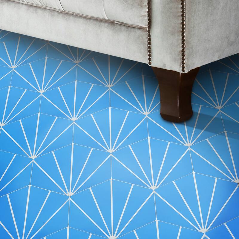 Handmade Menara 8''x9'' in Blue and White Tile, Pack of 12 (Morocco)