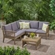 preview thumbnail 13 of 23, Carolina Outdoor 5-seat Acacia Sectional Sofa Set by Christopher Knight Home