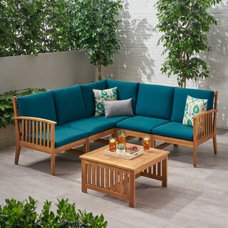 Carolina Outdoor 5-seat Acacia Sectional Sofa Set by Christopher Knight Home