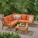 preview thumbnail 18 of 23, Carolina Outdoor 5-seat Acacia Sectional Sofa Set by Christopher Knight Home Brown Patina + Rust Orange