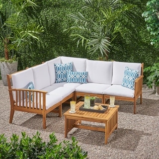 Carolina Outdoor 5-seat Acacia Sectional Sofa Set by Christopher Knight Home