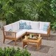 preview thumbnail 1 of 23, Carolina Outdoor 5-seat Acacia Sectional Sofa Set by Christopher Knight Home
