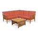 preview thumbnail 10 of 23, Carolina Outdoor 5-seat Acacia Sectional Sofa Set by Christopher Knight Home
