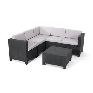 Waverly Outdoor 5 Seater Faux Wicker Patio Sectional Sofa Set