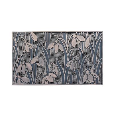 Floral Garden Rubber Pin Mat, Copper Hand Finished, Door Mat 18"X30"