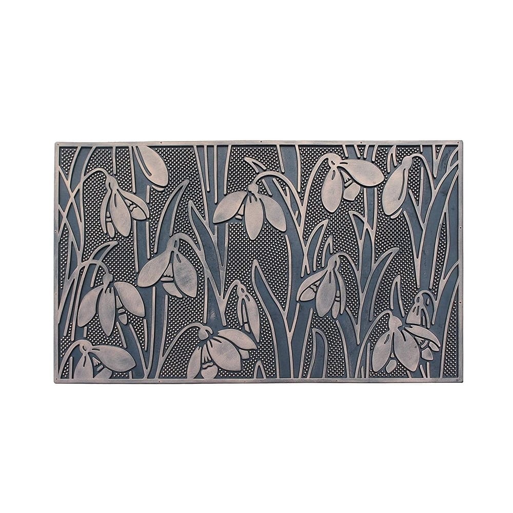 Floral Garden Rubber Pin Mat, Copper Hand Finished, Door Mat 18"X30"