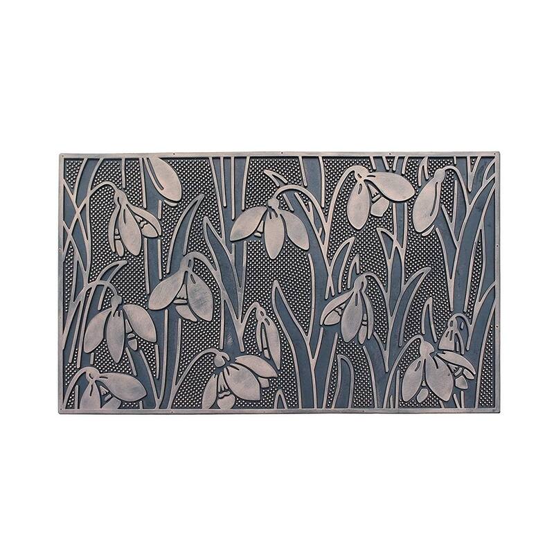 Floral Garden Rubber Pin Mat, Copper Hand Finished, Door Mat 18"X30"