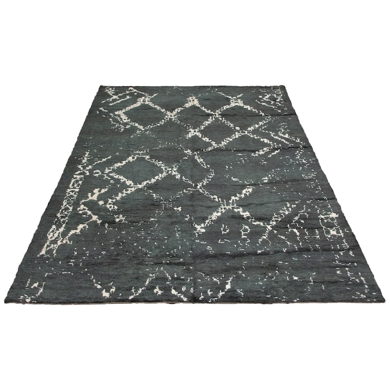 Hand-knotted Arlequin Grey Viscose, Wool Rug - 10'5" x 14'2"/10'5 x 14'2