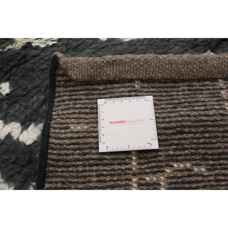 Hand-knotted Arlequin Grey Viscose, Wool Rug - 10'5" x 14'2"/10'5 x 14'2