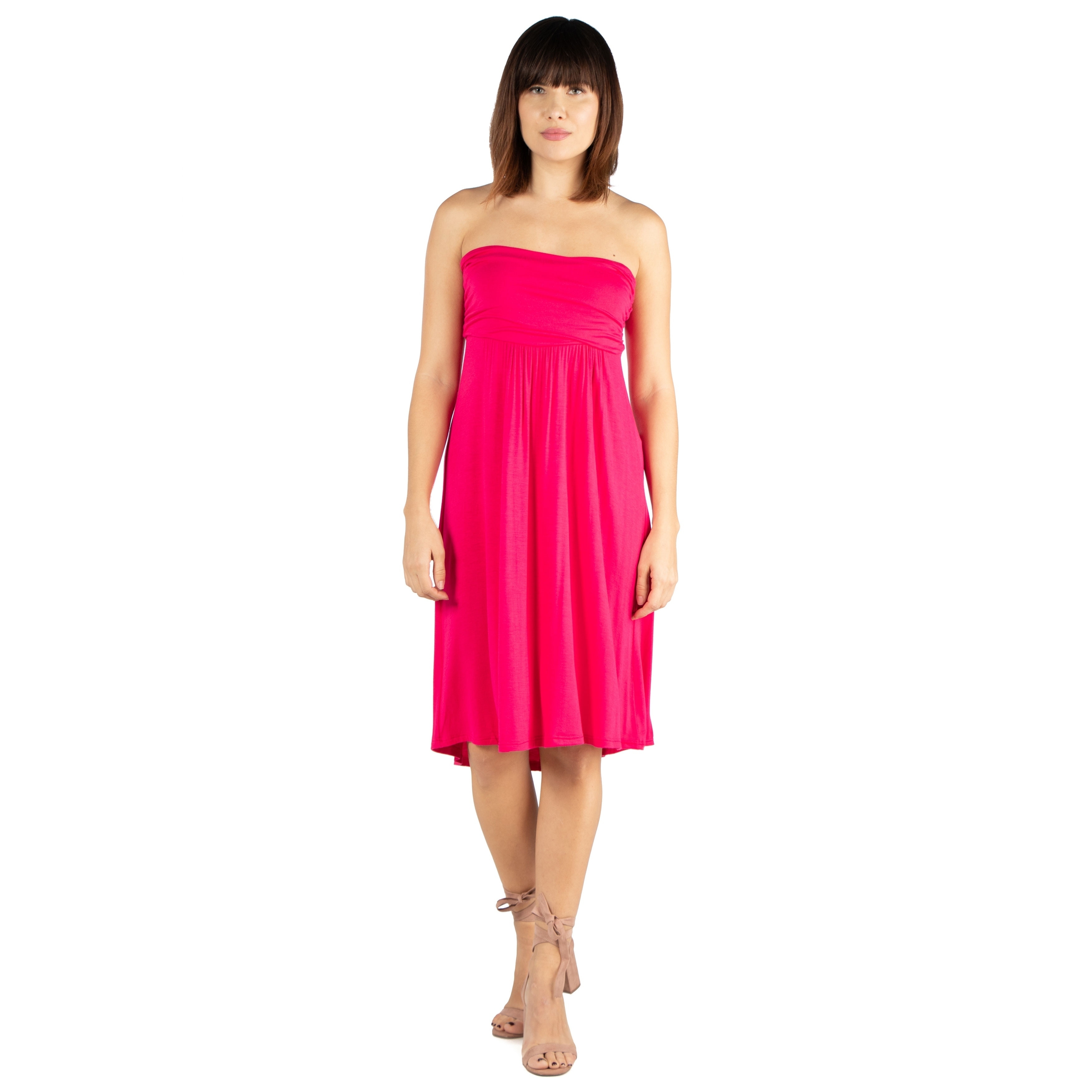 Shop 24seven Comfort Apparel Womens Knee Length Strapless Tube Mini Summer Dress Overstock