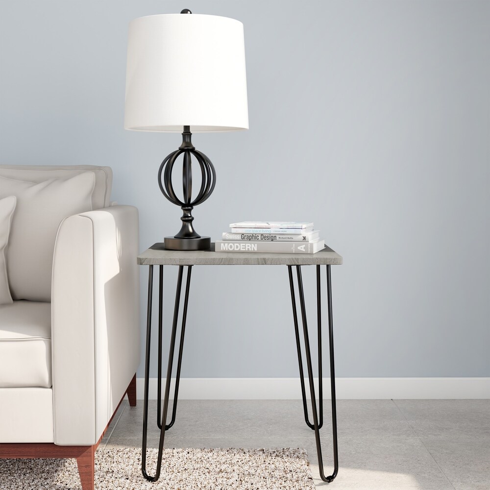 Best Selling End Table With Hairpin Legs Modern Industrial Style Decor Woodgrain Look And Steel Accent Furniture By Lavish Home Accuweather Shop