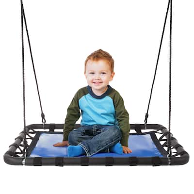 Platform Swing- 40"x30" Hanging Outdoor Tree or Playground Rectangle Bench Swing with Adjustable Rope by Hey! Play! - 40x30
