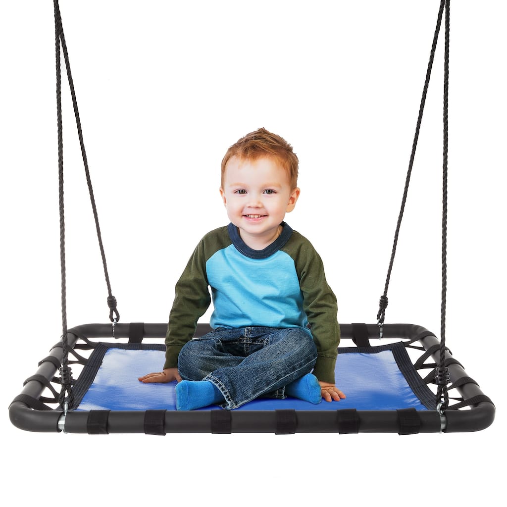 Platform Swing- 40"x30" Hanging Outdoor Tree or Playground Rectangle Bench Swing with Adjustable Rope by Hey! Play! - 40x30