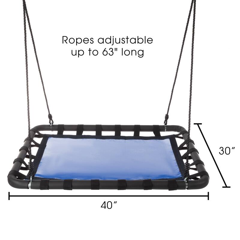 Platform Swing- 40"x30" Hanging Outdoor Tree or Playground Rectangle Bench Swing with Adjustable Rope by Hey! Play! - 40x30