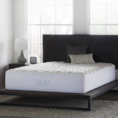 LUCID® Comfort Collection Down Alternative Mattress Topper with Fitted Skirt - White