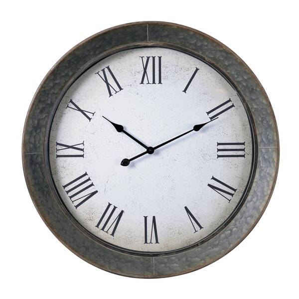 Genevieve 30 Inch Diameter Galvanized Round Oversized Wall Clock 30 Dia On Sale Overstock 27982590