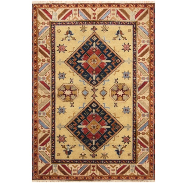 Handmade One-of-a-Kind Kazak Wool Rug (India) - 4'8 x 6'9