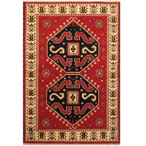 Handmade One-of-a-Kind Kazak Wool Rug (India) - 4'7 x 6'8