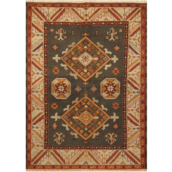 Handmade One-of-a-Kind Kazak Wool Rug (India) - 4'9 x 6'8