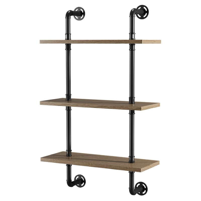 Leyva Rustic Floating Ladder Wall Shelf by Carbon Loft - 3-tier