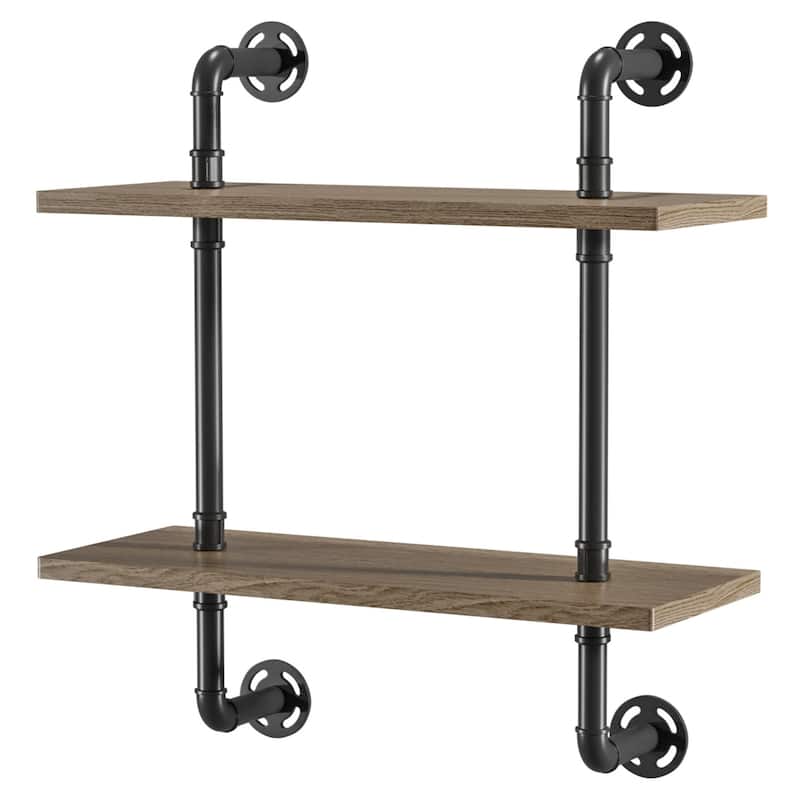 Leyva Rustic Floating Ladder Wall Shelf by Carbon Loft - 2-tier