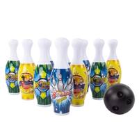 Toy Bowling Pin Set-10 Mini Plastic Pins and 2 Balls to Roll with Carry Tote, Indoor or Outdoor Fun Game Play by Hey Play!