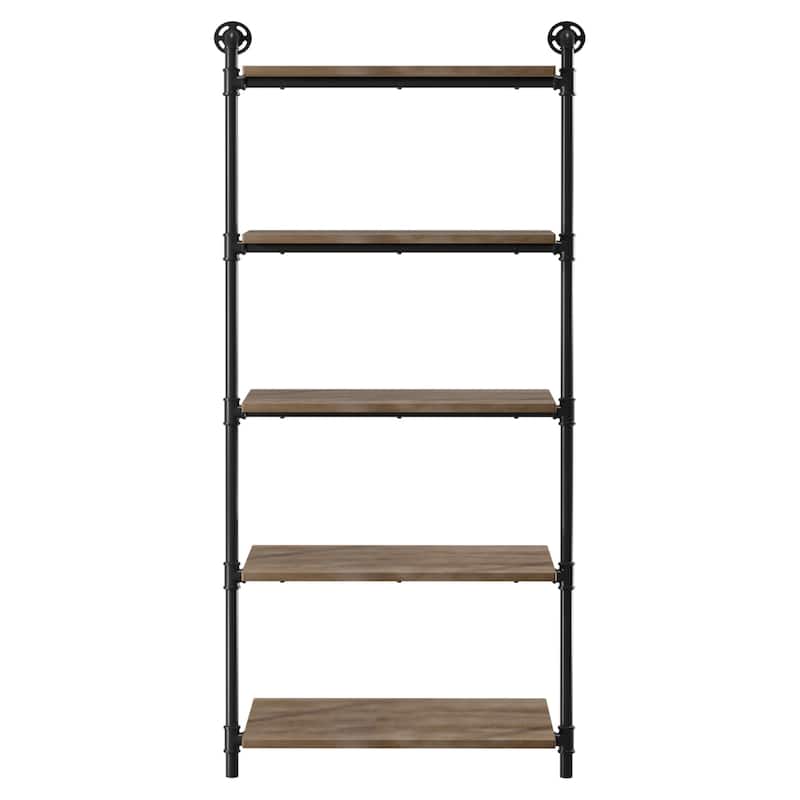 Leyva Industrial Natural 5-Tier Leaning Ladder Shelf by Carbon Loft