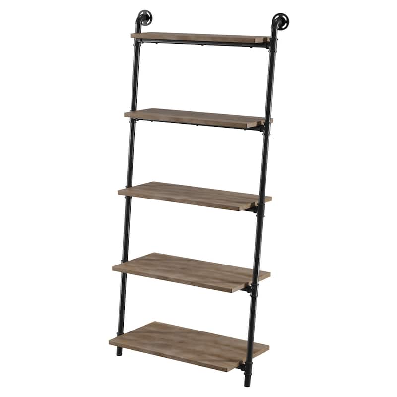 Leyva Industrial Natural 5-Tier Leaning Ladder Shelf by Carbon Loft