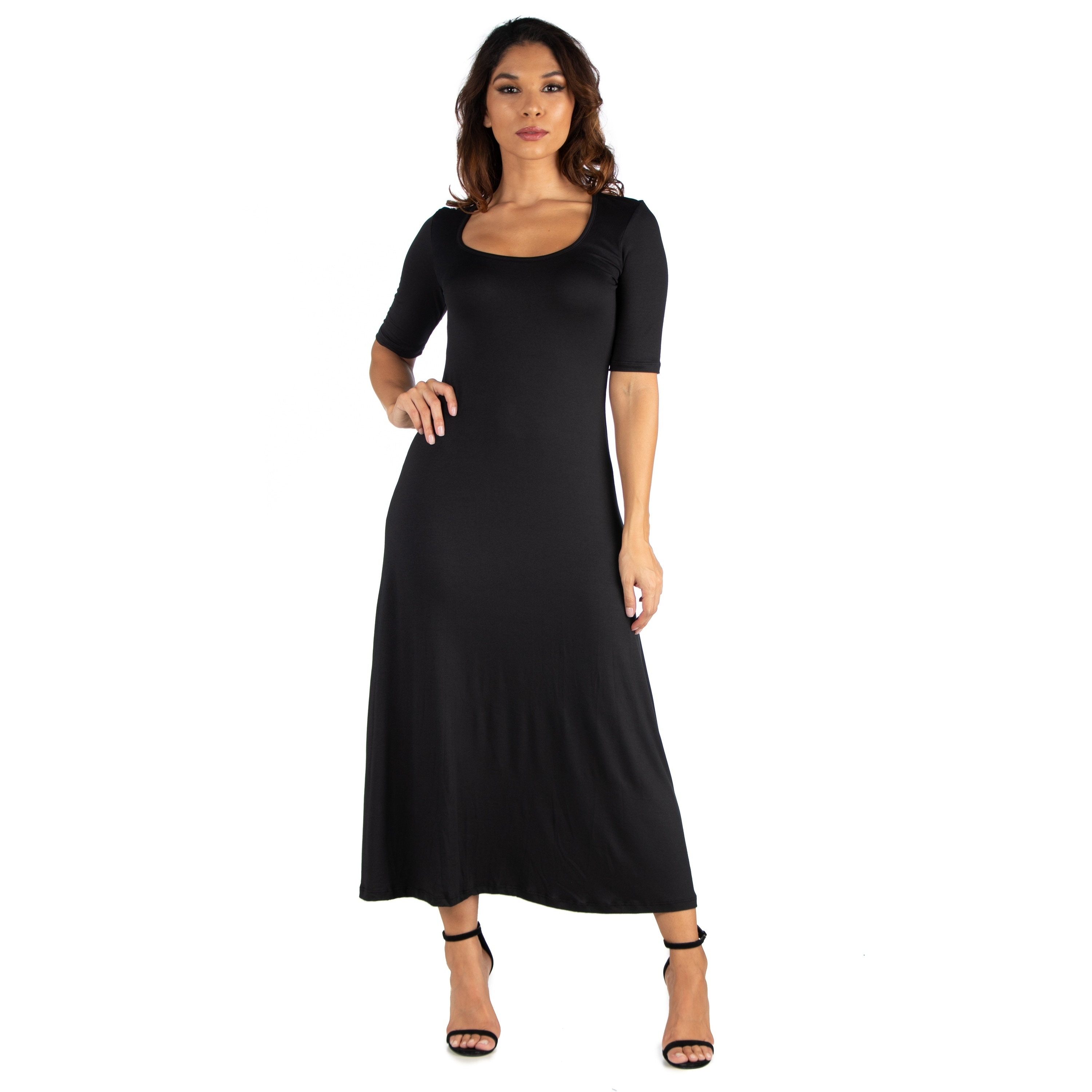 elbow length sleeve maxi dress