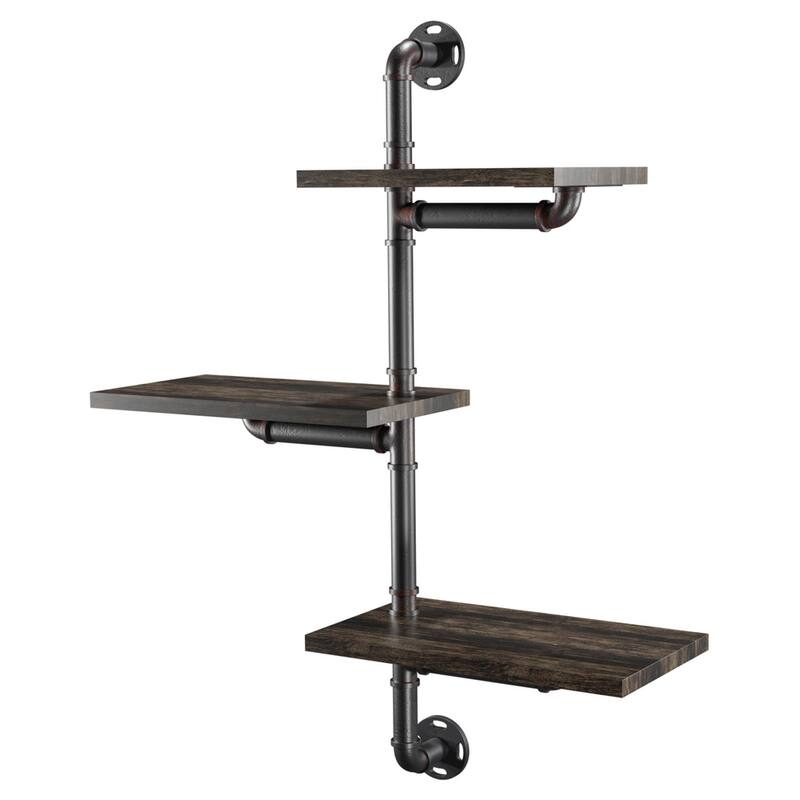 Leyva Industrial 3-tier Floating Wall Shelf by Carbon Loft