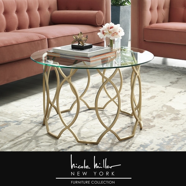 Nicole Miller Ian Clear Glass Round-top Coffee Table with ...