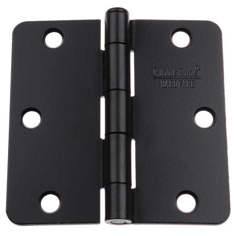 GlideRite 3.5" x 1/4" Radius Matte Black Door Hinges (Pack of 12)