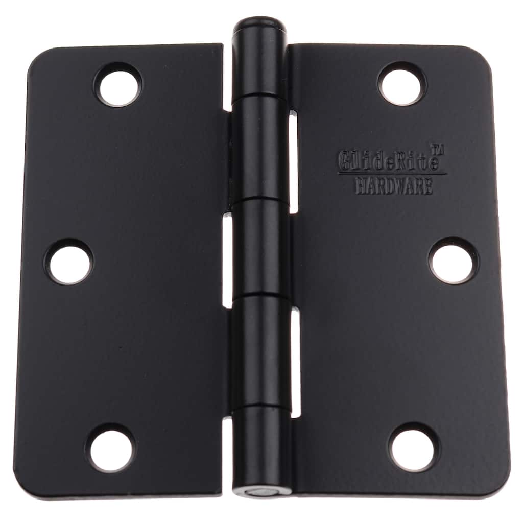 GlideRite 3.5" x 1/4" Radius Matte Black Door Hinges (Pack of 12)